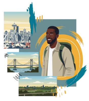 Black man exploring washington city